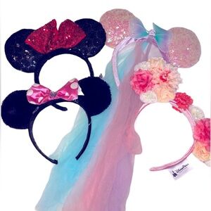Disney Mickey Ears long veil bows sequins pack 4